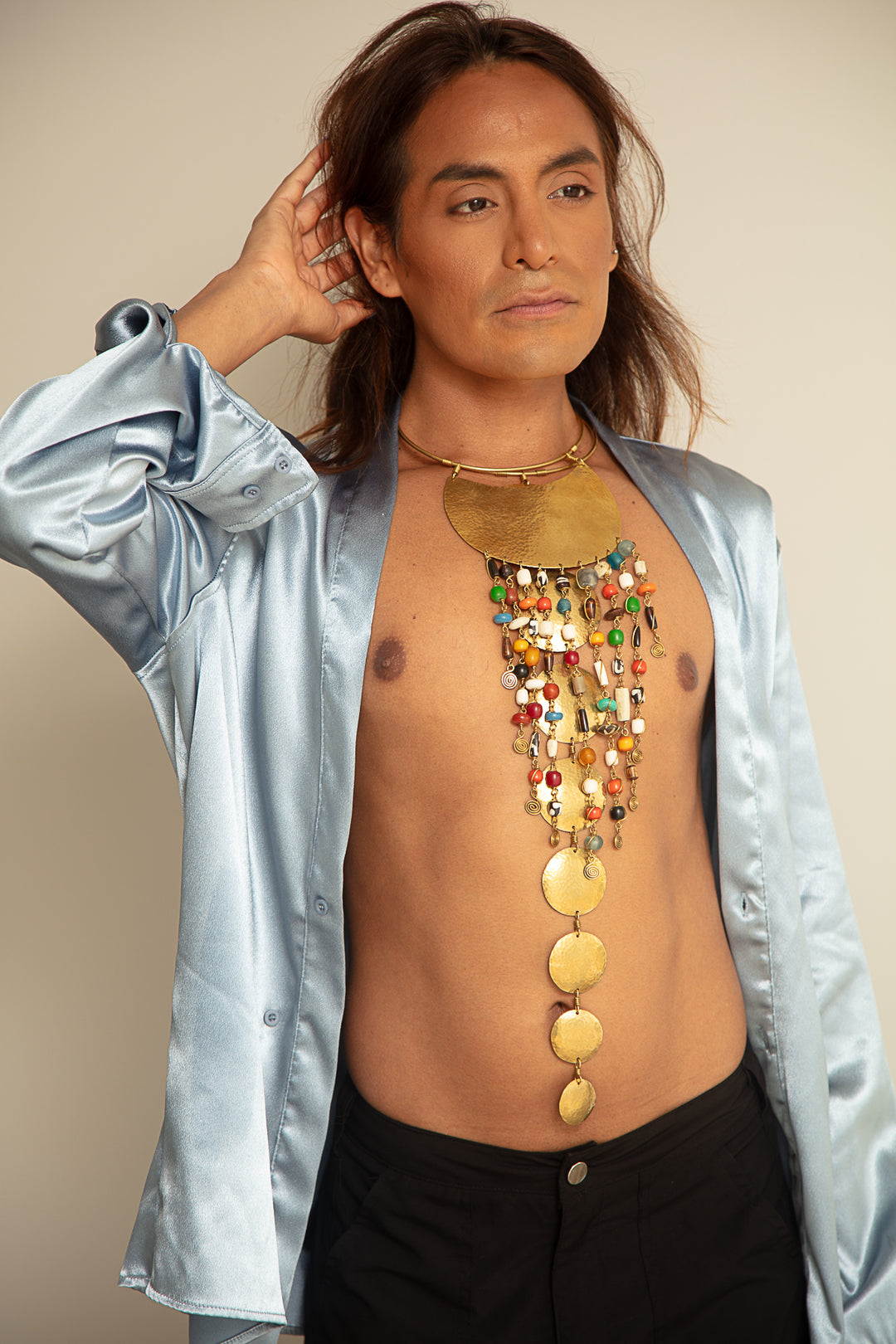 Graduated Brass Disk Necklace