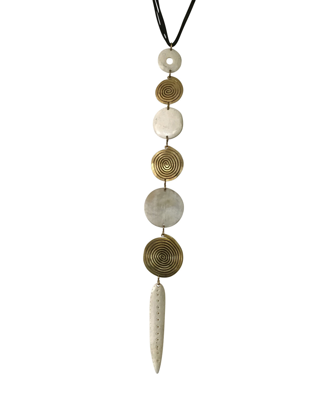 Triple Brass Coil with Bone Pendant
