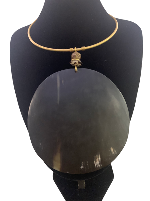 Suzie Horn Disk & Brass Choker Necklace