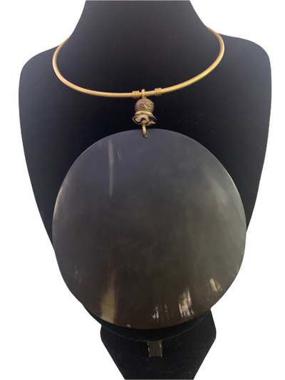Suzie Horn Disk & Brass Choker Necklace