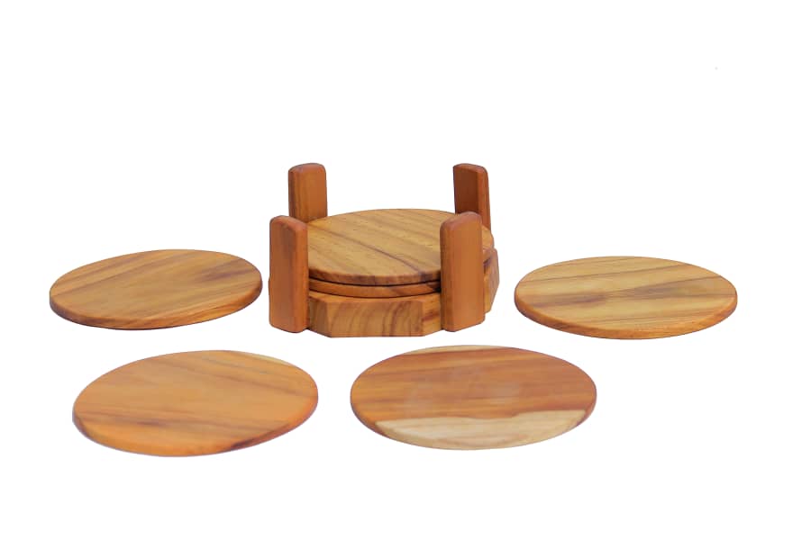 Teak Wood Coasters - Set of 6
