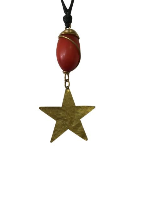 Amber & Brass Star Pendant