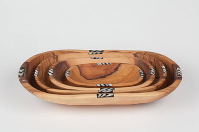 Samuel Oval Batik Olive Wood Bowl