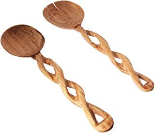 Olive Wood Twisted Salad Serving Set